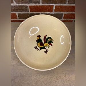 VTG Poppytrail Red Rooster  Salad Serving Bowl 11'' by Metlox California Pottery